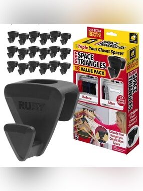 Ruby Space Triangles 18-Pack Closet Hanger Organizers - Black